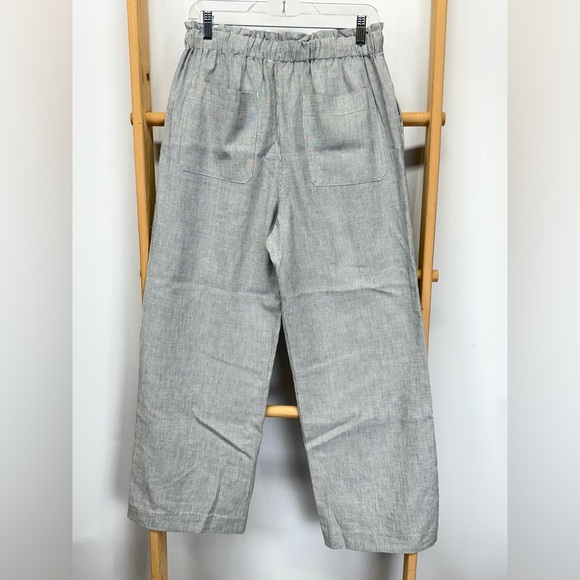 TYLER BOE Blue and white micro stripe Linen blend elastic waist pants size M - Picture 7 of 13